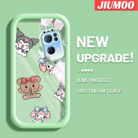 เคส JIUMOO สำหรับ OPPO Reno 7 Pro 5G Reno 7Z 8Z Reno 7 Lite 8 Lite F21 Pro 5G เคส F21s น้อยน่ารักหมีและกระต่ายน้อยเคสนิ่มน่ารักกรอบเคสใส่ Tpu กล้องเคสกันกระแทก