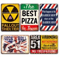 DANGER RADIATION FALLOUT SHELTER Retro Metal Tin Sign Decor BARBER SHOP Restaurant Decorative Plates Man Cave Wall Sticker