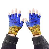 Knitting Gloves Adult Half Human Gogh Painting Print CyclingTouch Non-slip Wrist