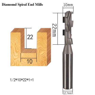 เครื่องเจาะร่องสำหรับแบบฟันคู่เครื่องตัดมิลลิ่งงานไม้ Cnc แบบก้านเกลียวเครื่องมือหมุนเจาะไม้ CVD Slotter