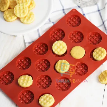 1Pcs 3D Mini Chocolate Cookies Waffles Silicone Fondant Molds