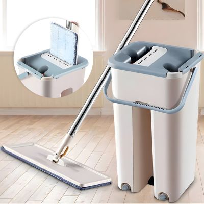 Lazy Flat Mop Hand-washing Cleaning Squeeze Floor Mop Bathrrom with Bucket Cleaner Magic Dry Wet Home Kitchen Brooms Tools