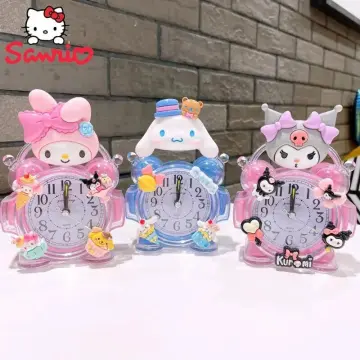 Kawaii Sanrio Accessories Hello Kitty My Melody Silent Wall Clock Cute  Anime Cartoon Children Bedroom Clock Decoration