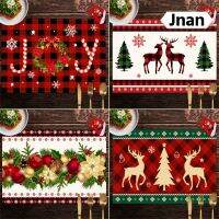 Jnan❤คริสต์มาส❤แผ่นรองจาน32 × 45ซม. แผ่นกันลื่นกันน้ำซักได้กันรอยห้องครัวตกแต่งคริสต์มาส