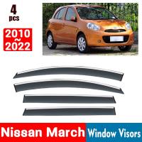 FOR Nissan March 2010-2022 Window Visors Rain Guard Windows Rain Cover Deflector Awning Shield Vent Guard Shade Cover Trim