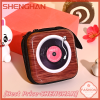 SHENGHAN แฟชั่นที่สร้างสรรค์ซิปกระเป๋าเหรียญพกพาได้แผ่นดีบุกเคสกุญแจขนาดเล็กกระเป๋ากล้องกล่องหูฟังส่วนตัววินเทจ