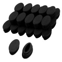 Hard Plastic Table Chair Feet Oval Tube Insert End Cap Black ，Pack of 100