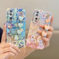 เคสสมาร์ทโฟนสำหรับ Honor 90 Lite X9a X8a X6 X8 X7a 70 5G 4G Huawei Nova 11i 11 Pro Y90 Y70แฟชั่นผู้หญิงสไตล์ปลอกอ่อนบลูเรย์ดอกไม้โรแมนติกพร้อมฝาหลังพิมพ์ลาย TPU สร้อยข้อมือรูปหัวใจ