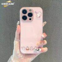 KISSCASE เคสโทรศัพท์กระจกสีเมทลิกเหมาะสำหรับ IPhone 15 14 13 12 11 Pro Max 15 Plus 14 Plus สีเมทลิกกระต่ายน่ารักเปลือกกระจกป้องกันลายนิ้วมือกันกระแทกเคสโทรศัพท์สำหรับ IPhone 15 Pro Max