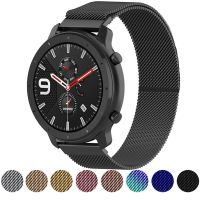 {TATLLr}สายรัดสำหรับ Xiaomi Huami Amazfit GTR 2E /Gtr 47มิลลิเมตรสมาร์ทวงห่วงแม่เหล็กสร้อยข้อมือโลหะสำหรับ Amazfit Stratos 3/2สายรัดข้อมือ Correa