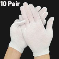 ❏☍ 10Pair White Cotton Work Gloves for Dry Hands Handling Film SPA Gloves Ceremonial High Stretch Gloves Household Cleaning Tools