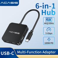 ACASIS 6-in-1 Hub Docking Station with USB 3.0 Port PD100W Fast Charging HDMI 4K30HZ for MacBook Air/Pro, compatible with Thunderbolt 3/4 Type-c adapter