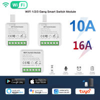 Tuya WiFi สมาร์ทโมดูลสวิทช์23แก๊งควบคุมสองทาง DIY B Reaker การควบคุมเสียงสมาร์ทสวิทช์ทำงานร่วมกับ Alexa Home