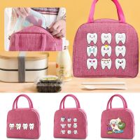 ஐ♘ Insulated Heat Lunch Bags Thermal Women Picnic Bento Box Boys Thermo Pouch Fresh Keeping Teeth Print Food Container Bento Pouch