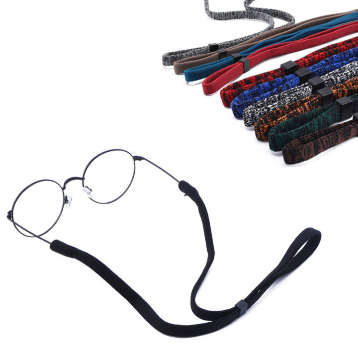 เชือกผูกแบบเรียบง่ายหลากสีกีฬาป้องกันการลื่นไหลเชือกผูกแว่นตาปรับได้สายห้อยแว่นตา
