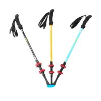 Outdoor straight handle trekking pole folding light telescopic aluminum alloy outdoor multi-functional crutches hiking factory direct sales golf