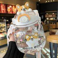 Cartoon Kawaii Water Bottle Large Capacity Straw Cup Leak-proof Juice Milk Bubble Tea Drink Bottle Bear Cup for Girls Kids