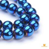 1 Strand Non-magnetic Synthetic Beads Strands Grade A Round Blue Plated 8mm Hole: 1mm about 50~52pcs/strand