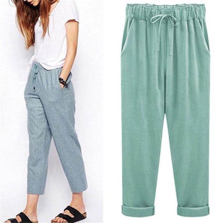 womens-casual-pants-linen-harem-wide-leg-trousers-muti-color-daily-casual-loose-slacks-cotton-harem-pants-ouc259