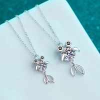 Trendy Real 0.5 -1 Carat D Color VVS Moissanite Fish Necklace Women Jewellry 100 925 Sterling Silver Necklace with Gra Birthday