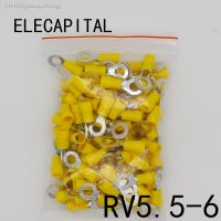 ♀ RV5.5-6 Yellow Ring insulated terminal cable Crimp Terminal suit 4-6mm2 Cable Wire Connector 100PCS/Pack RV5-6 RV