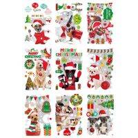 20x30cm 9pcs Christmas Pet Dog Sticker Shopping Mall Merry Christmas Sticker 2022 Noel Decor For Home Decoración Navideña