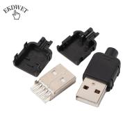 EKDWET เปลือกพลาสติก การประกอบ 4 พิน DIY USB ประเภท ซ็อกเก็ต USB USB ชาย ขั้วต่อ USB 2.0 อะแดปเตอร์ USB