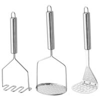 3pcs Stainless Steel Vegetables Comfortable Grip Beans With Thick Handle Avocado Multifunctional Fruit Kitchen Tool Baby Food Silver Manual Ergonomic Design Heavy Duty Potato Masher