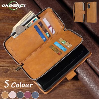 「Enjoy electronic」 Leather Retro Magnetic Zipper Flip Case For Samsung Galaxy S22 S21 S20 FE S10 E S9 S8 Note 20 10 Ultra Plus Lite Phone Bag Cover