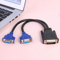 DVI-I 24 5 Pin laki-laki ke 2 Dual VGA 15 Pin perempuan Monitor Adapter Splitter kabel perangkat tampilan dan proyektor mendukung