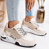 Sneakers Women Shoes Leopard Print Casual Shoe Lace-Up Women Running Sport Females Thick Bottom Vulcanize Shoes Chaussure Femme