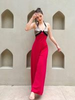 P015-037 PIMNADACLOSET - Halter Neck Sleeveless Backless Long Wide Leg Pants Jumpsuit