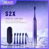 【LZ】✺✚  Seago escova de dentes elétrica gradiente roxo 5 modos escovação limpa escova à prova dwaterproof água para cuidados orais adulto cronometrado s2x