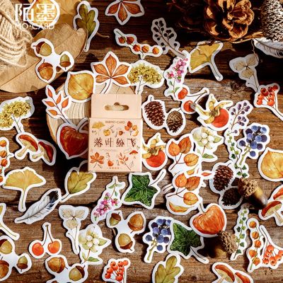 46Pcs/pack Falling Leaves Creative Fresh Diary Paper Label Sealing Stickers Crafts And Scrapbooking Decorative Stationery Stickers Labels