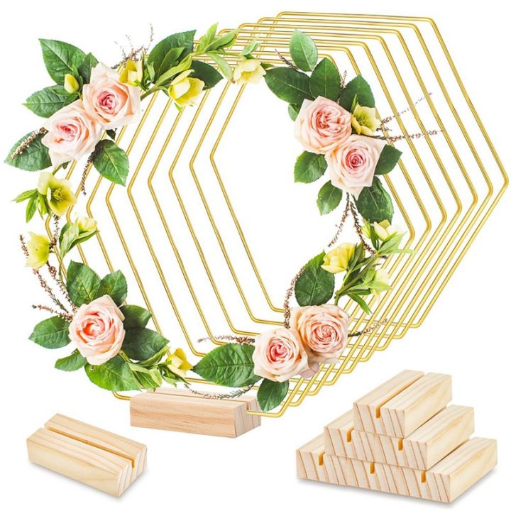 10-pack-hoop-centerpiece-with-10-wood-place-card-holders-9-1-inch-gold-for-decorations-wedding-table-crafts
