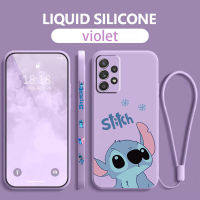 Stitch Lilo Disney Angel เคสโทรศัพท์สำหรับ Samsung Galaxy A73 A53 A33 A52 A32 A71 A51 A21S A03S 4G 5G Liquid เชือกซ้ายฝาครอบ Fundas-Meqiao ke