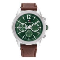 TOMMY HILFIGER TH1792064 นาฬิกาผู้ชาย สายหนังสีน้ำตาล หน้าปัดสีเขียว