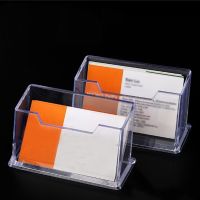 【CC】♈  2pcs Transparent Card Holder Desk Shelf Storage Display Desktop Business School Office