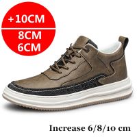 Elevator Shoes Men Sneakers Breathable Cowhide Sports Heightening Shoes Increase Insole 6CM 8CM 10CM Optional Heels Casual Shoes