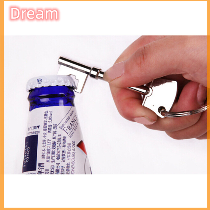 จัดส่งรวดเร็ว-กุญแจขวดแบบพกพาที่เปิดเบียร์เครื่องมือพวงกุญแจแหวนแขวนที่เปิดขวดกระป๋อง
