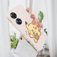 เคส PMP สำหรับ OPPO Reno8 T Oppo Reno8 T 5G เคสโทรศัพท์ดีไซน์ข้างการ์ตูน Pikachu น่ารัก Pocket Monster ขอบสี่เหลี่ยมของเหลวปลอกซิลิโคนคลุมทั้งหมดเคสกล้อง