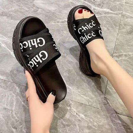 Fashion letter clearance slip on wedge