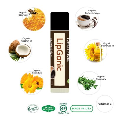 Lipganic Organic Coffee Lip Balm ลิปแกนิค กาแฟ ลิปบาล์มออร์แกนิค ผลิตจากธรรมชาติ (4.25g)