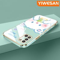 YIWESAN เคสปลอกสำหรับ Samsung Galaxy A31 M31สุดหรูเคสซิลิโคนนิ่มลายกระต่ายน่ารักของแท้เคสโทรศัพท์ชุบหรูหราแฟชั่นเคสป้องกันเลนส์กล้องคลุมทั้งหมด