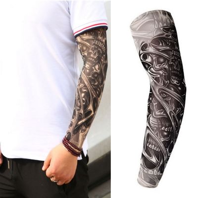 Arm Warmer Unisex Quick Dry UV Protection Outdoor Temporary Fake Tattoo Sleeve Running Arm Skin Protective Nylon Tattoo Sleeves Sleeves