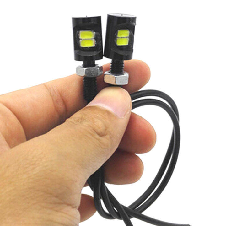 2ชิ้น-led-สีขาว-smd-รถจักรยานยนต์และรถยนต์ป้ายทะเบียนสกรูกลอนแสงโคมไฟหลอดไฟ12โวลต์