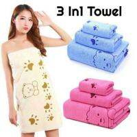 【health】 3 in 1 Set Microfiber Cartoon Bath Towel Outdoor Swimming