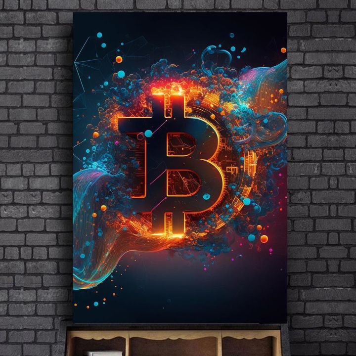 neon-bitcoin-แฟชั่นโมเดิร์น-pop-wall-ภาพวาดผ้าใบ-art-vivid-โปสเตอร์และพิมพ์สำหรับห้องนั่งเล่น-home-office-ตกแต่งภาพ