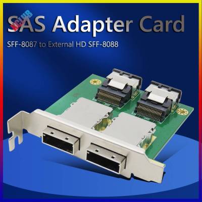 SFF-8087ภายในพอร์ตแบบคู่ Mini SAS ไปยัง HD ภายนอก SFF-8088อะแดปเตอร์เอสเอเอส PCI