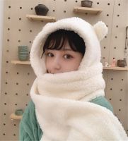 【Miki Xinyuan】2022 FashionWomenBeanies Caps Warm CuteEar HatPlush Hat Scarf SetSolid Women Caps Present